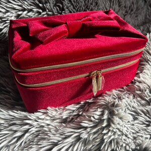 NEW - Estee Lauder Christmas 2024 Red Velvet Make-Up Case w/ 2 Zippered Sections